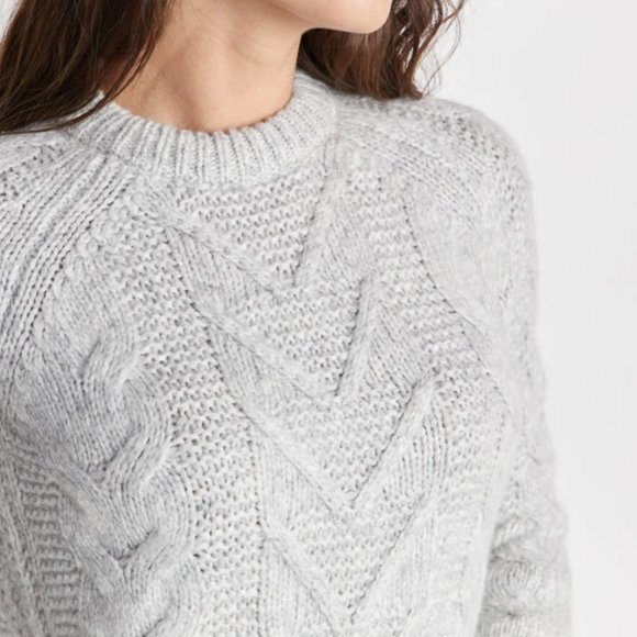 Marine Layer Dani Cableknit Wool Alpaca Crewneck Sweater - Picture 3 of 8